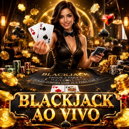 Mesa de blackjack com cartas distribuídas por dealer ao vivo